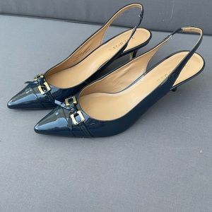 Talbots Navy Patent Leather Slingbacks Worn Once!!!